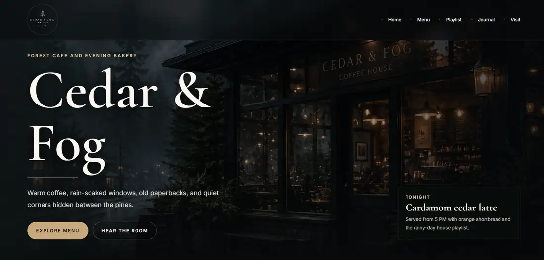 Cedar and Fog website screenshot